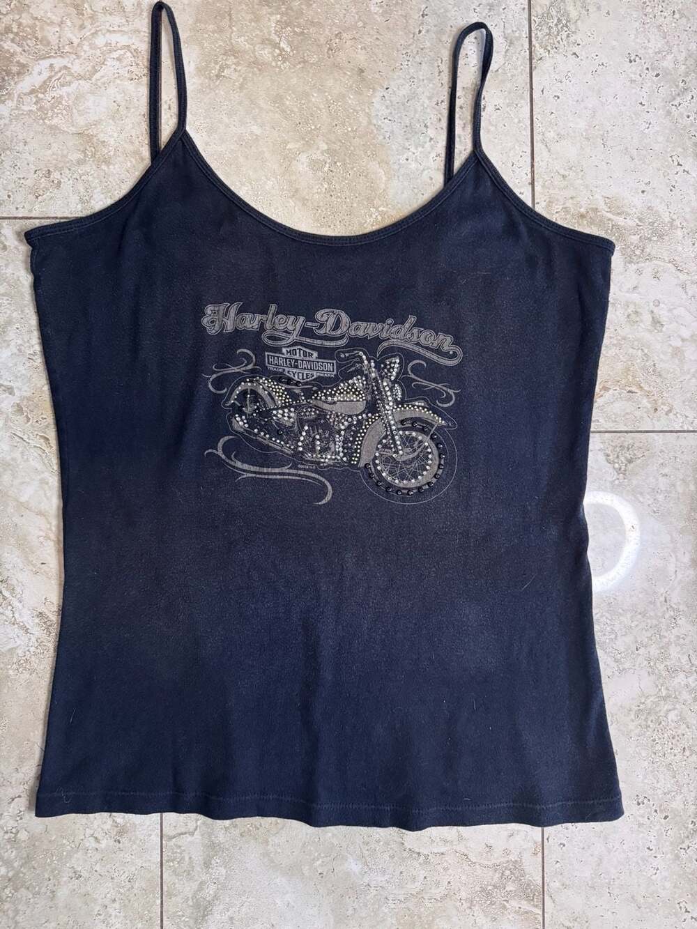 Harley-Davidson Seminole Y2K Women's Rhinestone Motorcycle Tank Top
